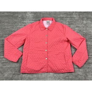 White‎ Stag Jacket Womens Large Pink Snap Buttons Quilted Barbiecore Longsleeve
